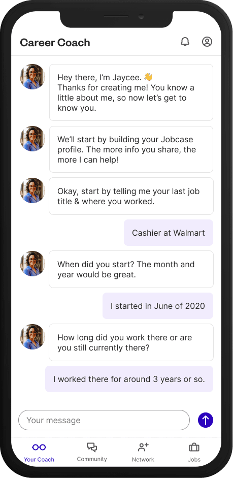 Career coach onboarding chat