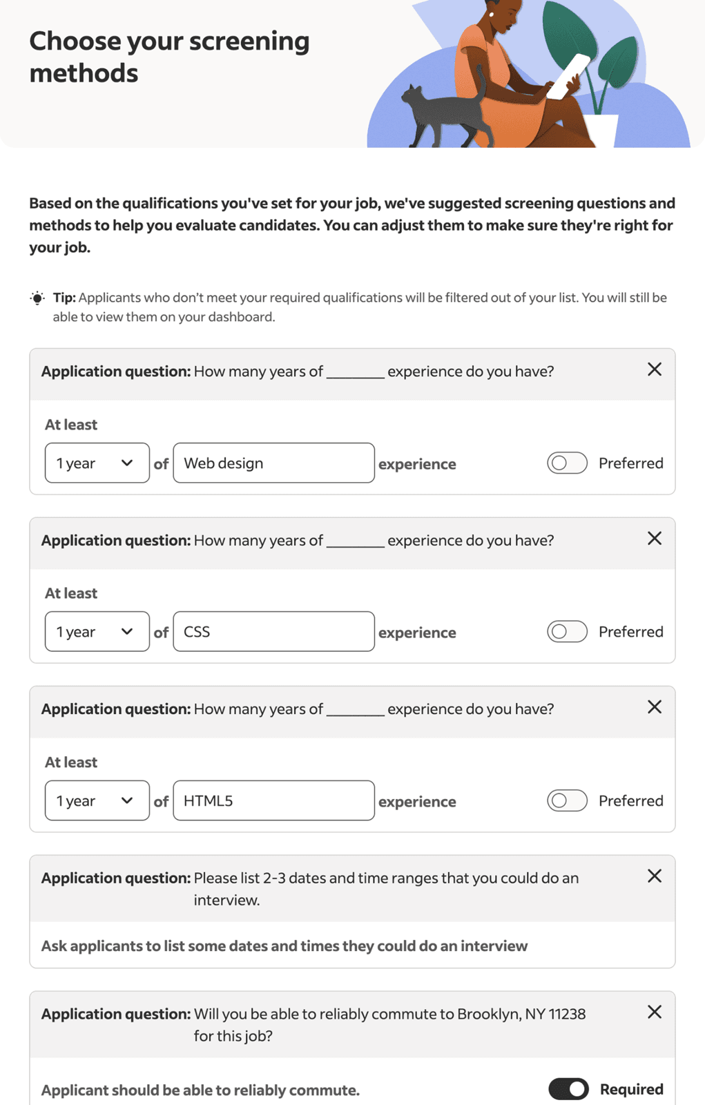Indeed screening questions